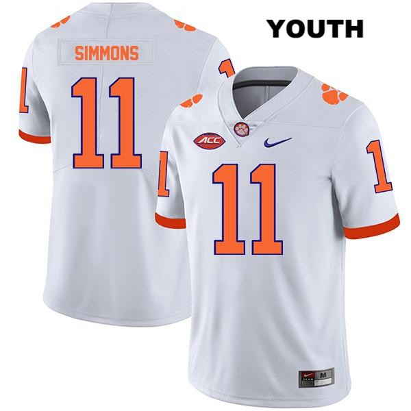 Youth Clemson Tigers #11 Isaiah Simmons Stitched White Legend Authentic Nike NCAA College Football Jersey CYD2546CQ